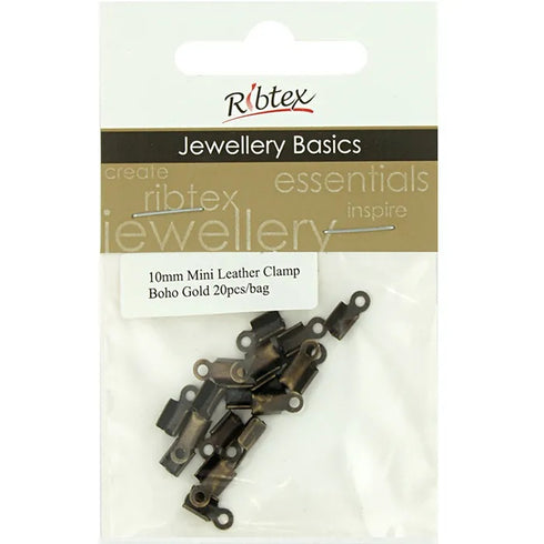 10mm Bohemian Gold Colour Metal Alloy Leather Clamps